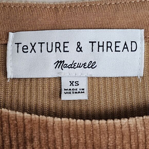 Madewell Texture & Thread Warm Hickory Corduroy Swing Top Sweater XS Soft Boxy - Picture 3 of 8